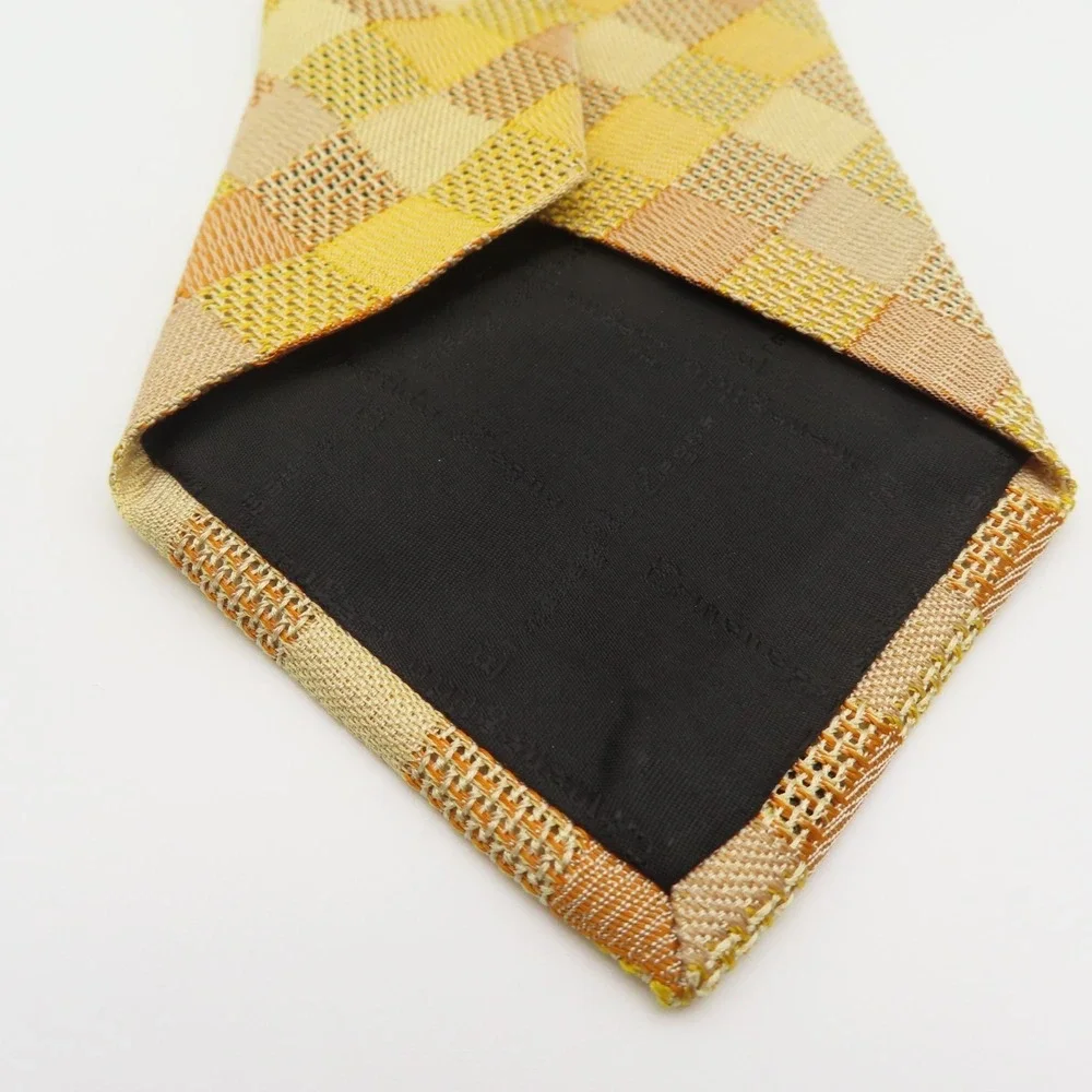Ermenegildo Zegna Tie Silk Yellow Checkerboard 4" Wide 57" Long Italy - Picture 4 of 7